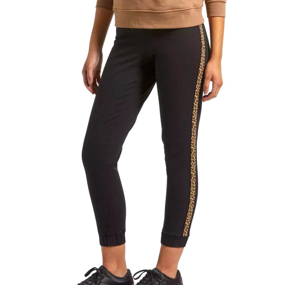 KENDALL+KYLIE JOGGER PANTS BLACK WOMEN RELAXED FIT MID-RISE LOGO WAISTBAND LARGE - Picture 2 of 8
